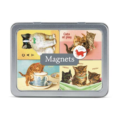 Cavallini Cats Magnets Vintage Kitten Illustrations In Keepsake Tin