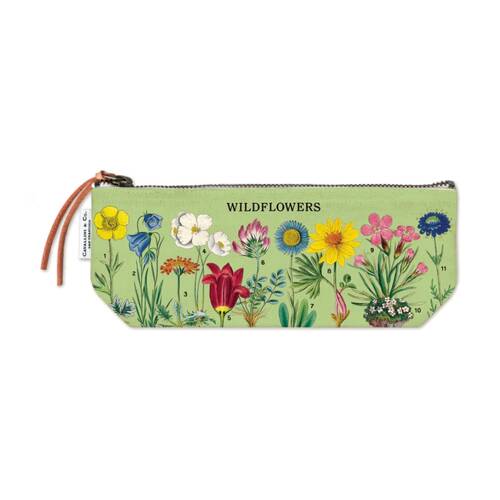 Cavallini Mini Pouch Wildflowers Cotton Zippered Storage Vintage 10x23cm