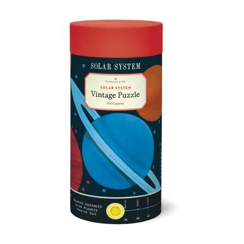 1000pc Cavallini Puzzle Solar System Vintage Chart 10in Tube Set
