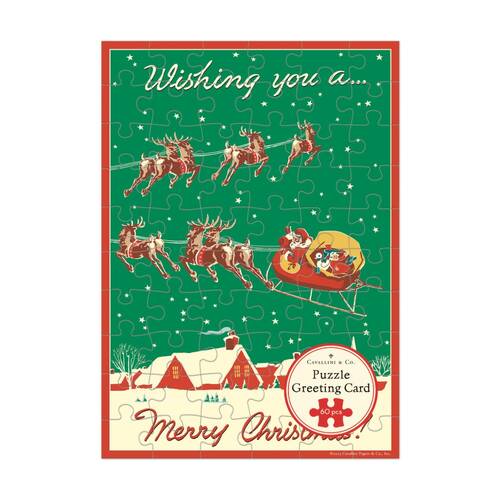 Cavallini Greeting Card Design 60pc Puzzle Christmas Vintage Artwork