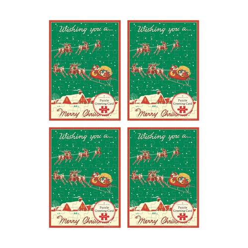 4x Cavallini Greeting Card Design 60pc Puzzle Christmas Vintage Artwork