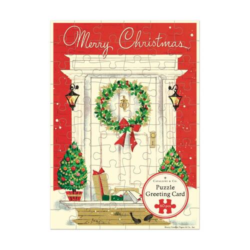 Cavallini Greeting Card Design 60pc Puzzle Vintage Christmas Festive Artwork