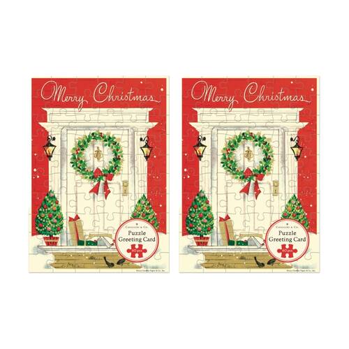 2x Cavallini Greeting Card Design 60pc Puzzle Vintage Christmas Festive Artwork