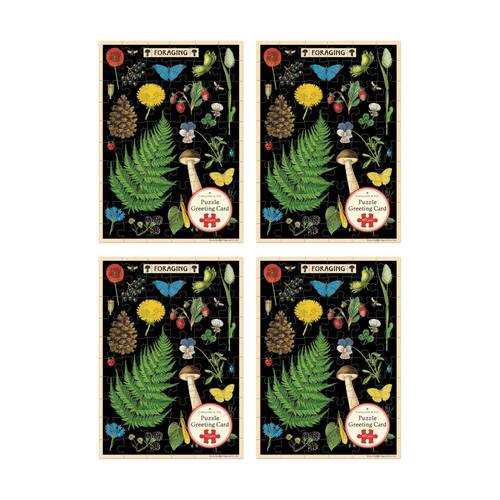 4x Cavallini Greeting Card Design 60pc Puzzle Forage Vintage Botanical Artwork