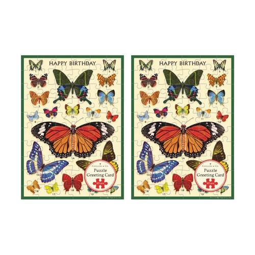 2x Cavallini Greeting Card Design 60pc Puzzle Butterflies Vintage Artwork