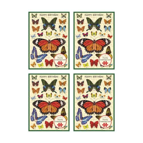 4x Cavallini Greeting Card Design 60pc Puzzle Butterflies Vintage Artwork
