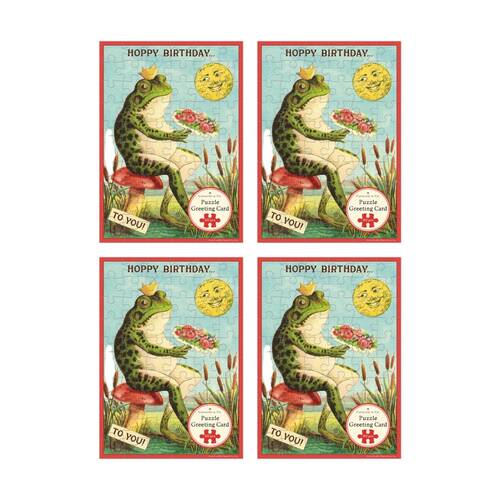 4x Cavallini Greeting Card Design 60pc Puzzle Vintage Frog Birthday Artwork
