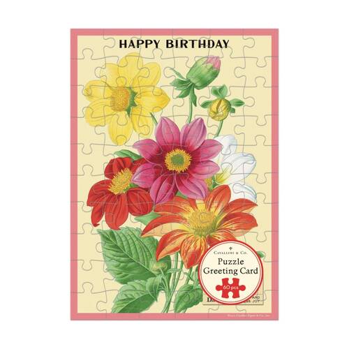 Cavallini Greeting Card Design 60pc Puzzle Language Of Flowers Vintage Art