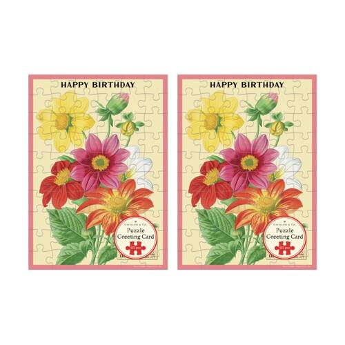 2x Cavallini Greeting Card Design 60pc Puzzle Language Of Flowers Vintage Art