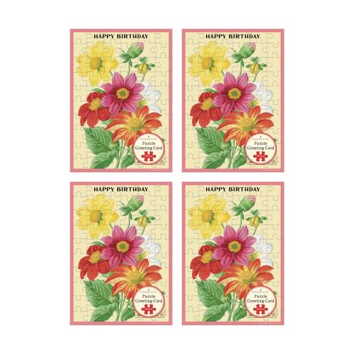 4x Cavallini Greeting Card Design 60pc Puzzle Language Of Flowers Vintage Art