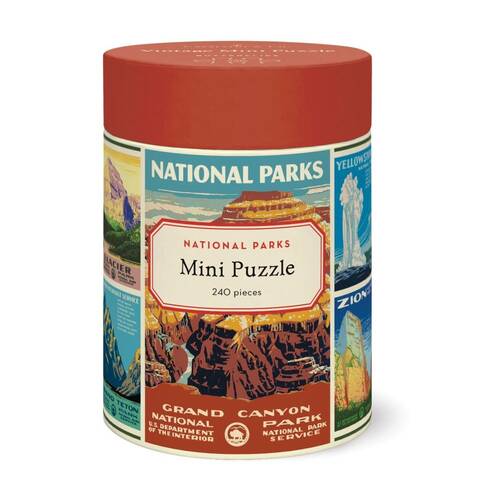 240pc Cavallini Mini Puzzle National Parks Vintage Art Set With Poster Guide