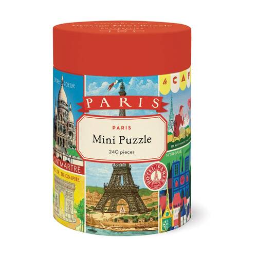 240pc Cavallini Mini Puzzle Paris Vintage Travel French Landmark Artwork