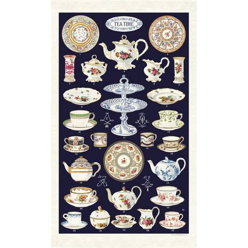 Cavallini Tea Time Towel Vintage Design Cotton Accessory 48x80cm