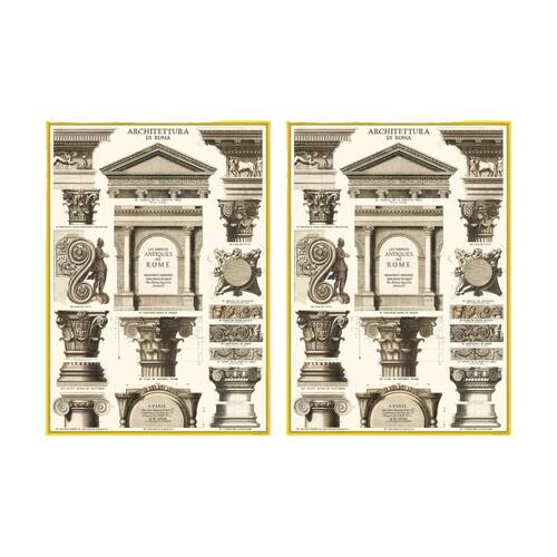 2PK Cavallini Poster Gift Wrap Architecture Vintage Classic Design 50x70cm