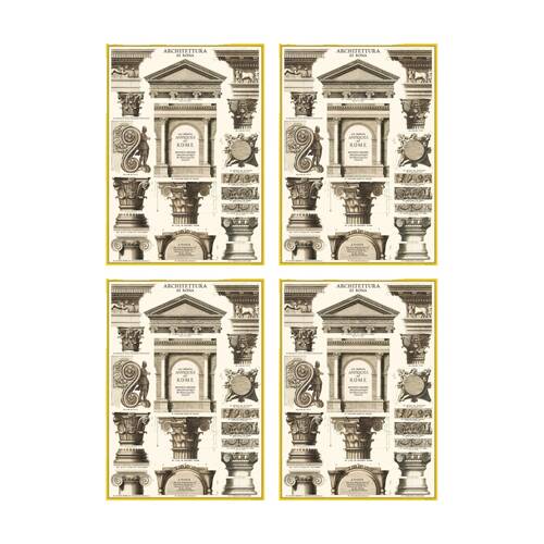 4PK Cavallini Poster Gift Wrap Architecture Vintage Classic Design 50x70cm