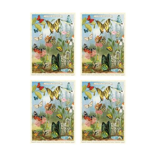 4PK Cavallini Poster Gift Wrap Butterflies Vintage Archival Paper Art 50x70cm