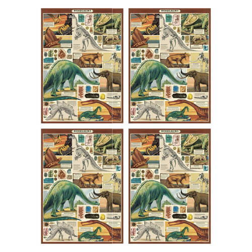 4PK Cavallini Poster Gift Wrap Dinosaurs 2 Vintage Illustration 50x70cm