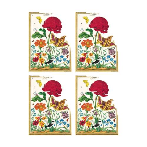 4PK Cavallini Poster Gift Wrap Paper Vintage Artwork Flora & Fauna 50x70cm