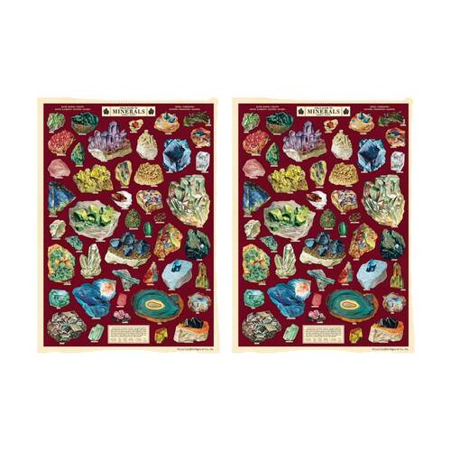2PK Cavallini Poster Gift Wrap Paper Vintage Art Field Guide to Minerals 50x70cm