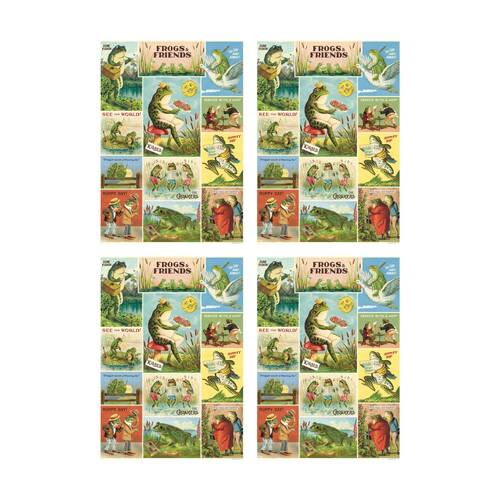 4PK Cavallini Poster Gift Wrap Paper Vintage Artwork Frogs & Friends 50x70cm