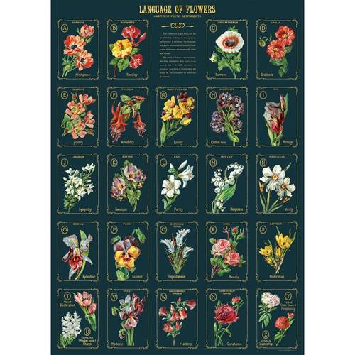 Cavallini Poster Gift Wrap Language Of Flowers Vintage Botanical Art 50x70cm