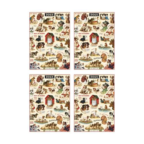 4PK Cavallini Poster Gift Wrap Vintage Dog 2 Classic Canine 50x70cm