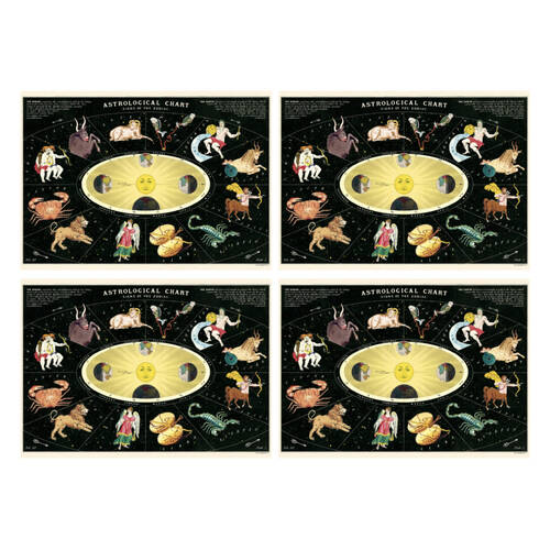 4PK Cavallini Poster Gift Wrap Astrological Chart Vintage Celestial 50x70cm