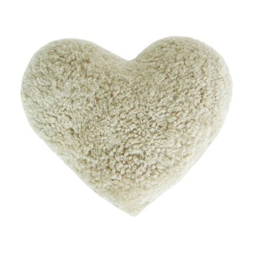 Huxford Grove The Kingston Shorn Sheepskin Curly Heart Cushion Oatmeal