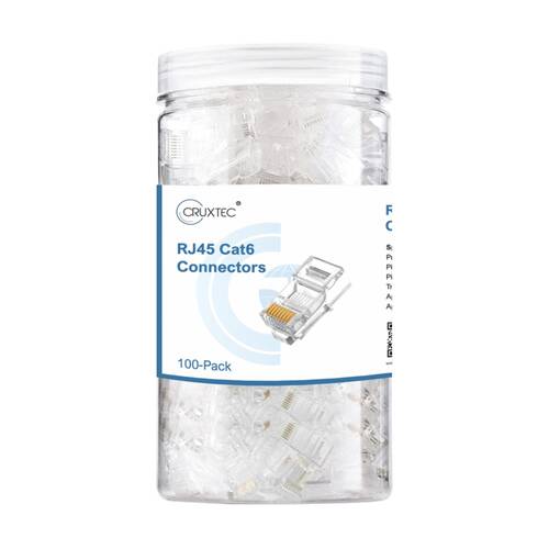 100pc Cruxtec C6-UR50 RJ45 CAT6 UTP Connectors 24K Gold Plated