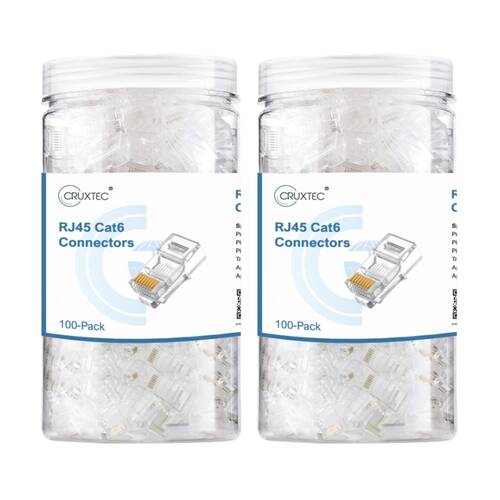2x 100pc Cruxtec C6-UR50 RJ45 CAT6 UTP Connectors 24K Gold Plated