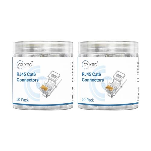 2x 50pc Cruxtec C6-UR50 RJ45 CAT6 UTP Connectors 24K Gold Plated