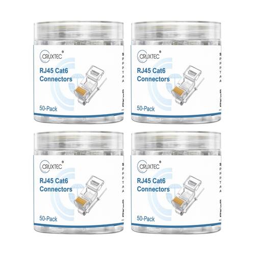 4x 50pc Cruxtec C6-UR50 RJ45 CAT6 UTP Connectors 24K Gold Plated