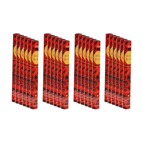 24PK HEM Home Fragrance Scented Smelling Incense Sticks Packet Set Red Rose