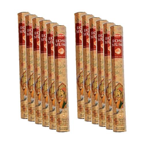12PK HEM Home Fragrance Scented Smelling Incense Sticks Packet Set Rose Musk