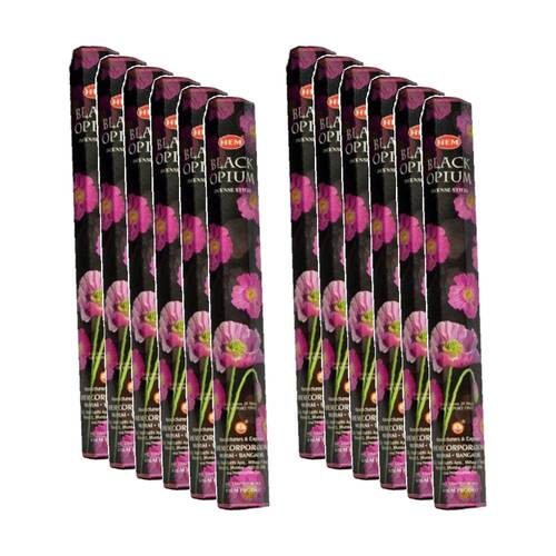 12PK HEM Home Fragrance Scented Smelling Incense Sticks Packet Set Black Opium