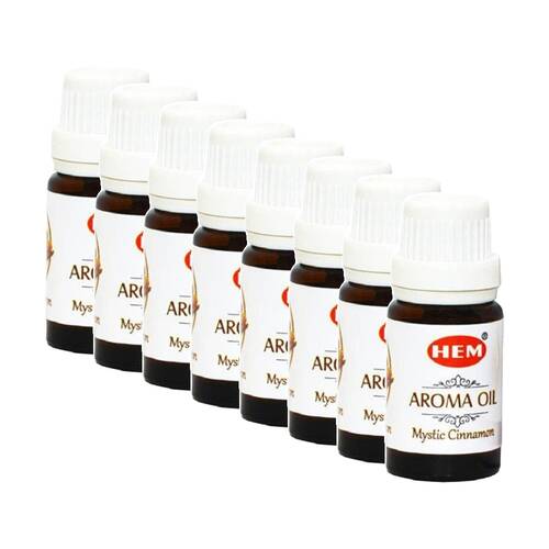 8PK HEM Home Fragrance Scented Smelling Oil Bottle 10ml Mystic Cinnamon