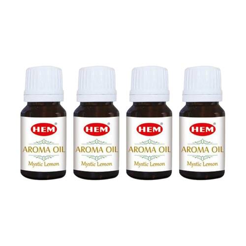 4PK HEM Home Fragrance Scented Smelling Oil Bottle 10ml Mystic Lemon