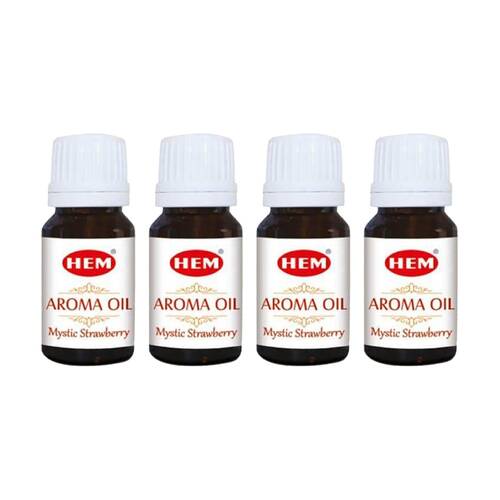 4PK HEM Home Fragrance Scented Smelling Oil Bottle 10ml Mystic Strawberry