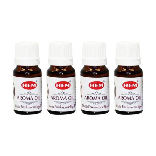 4PK HEM Home Fragrance Scented Smelling Oil Bottle 10ml Mystic Frankincense Myrh