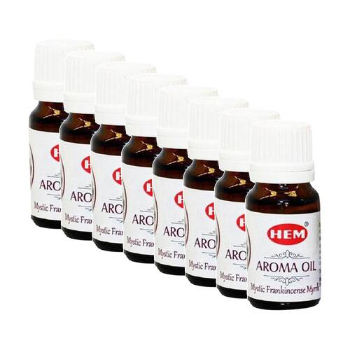 8PK HEM Home Fragrance Scented Smelling Oil Bottle 10ml Mystic Frankincense Myrh