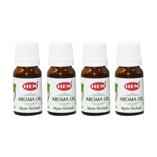 4PK HEM Home Fragrance Scented Smelling Oil Bottle 10ml Mystic Patchouli