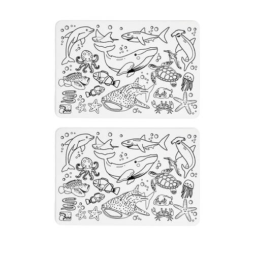 2PK Koala Dream Reusable Silicone Drawing Mat Sea Animals Kids 3y+ 37.5x25.5cm