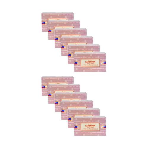 12PK Satya Home Fragrance Scented Incense Sticks Packet Set 15gm Lavender