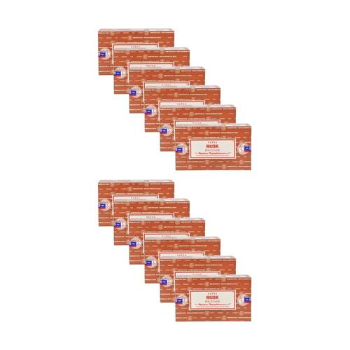 12PK Satya Home Fragrance Scented Incense Sticks Packet Set 15gm Musk