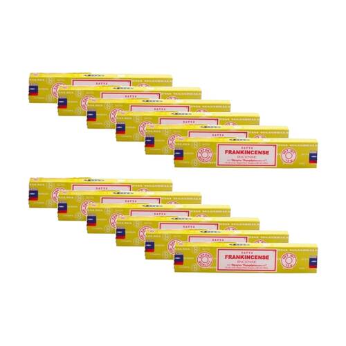 12PK Satya Home Fragrance Scented Incense Sticks Packet Set 15gm Frankince