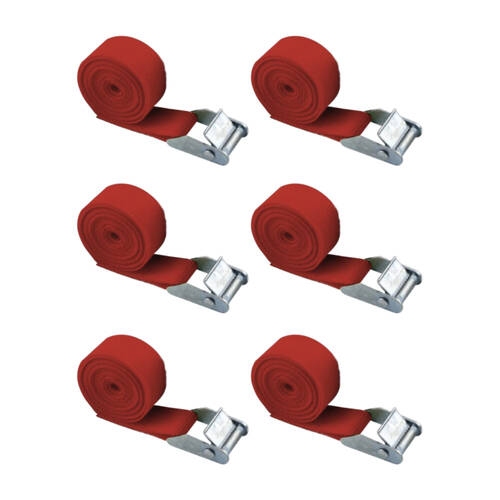 6PK Wildtrak Cambuckle Tie Down Strap Lightweight Secure Load 2.5m x 25mm