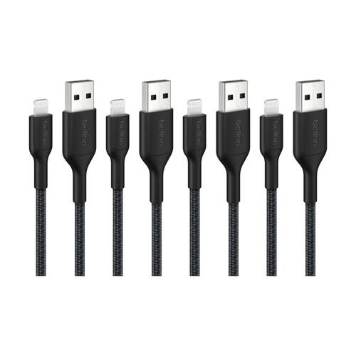 4PK Belkin BoostCharge MFi-Certified USB-A to Lightning Charging Cable 15cm Blk