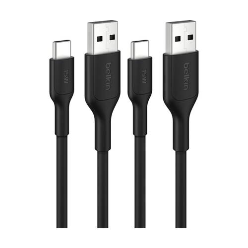2PK Belkin BoostCharge USB-A to USB-C Charging Cable Universally Compatible 3m