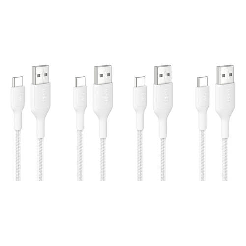 4PK Belkin BoostCharge Pro Braided USB-A to USB-C Charging Cable 1m White