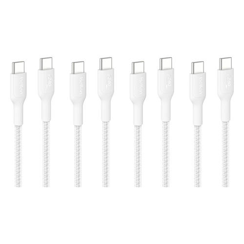 4PK Belkin BoostCharge Pro 240W Braided USB-C to C Charging Cable 1m White